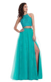 Rachel Allan Prom Long Halter Two Piece Dress 6437 - The Dress Outlet