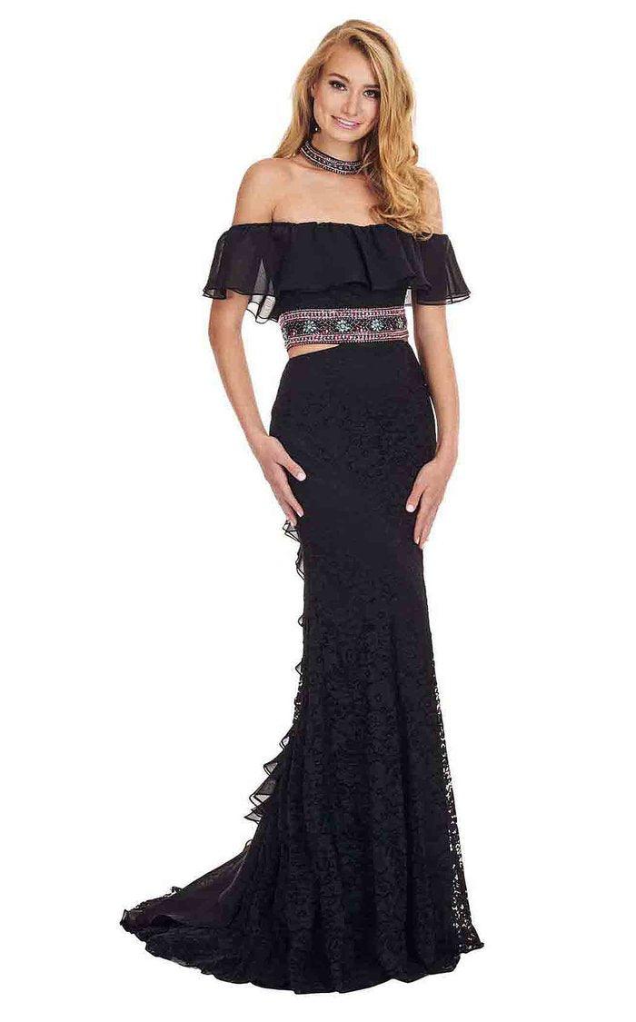 Rachel Allan Prom Long Off Shoulder Lace Dress 6563 - The Dress Outlet