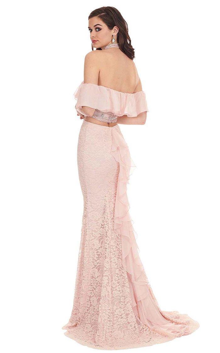 Rachel Allan Prom Long Off Shoulder Lace Dress 6563 - The Dress Outlet