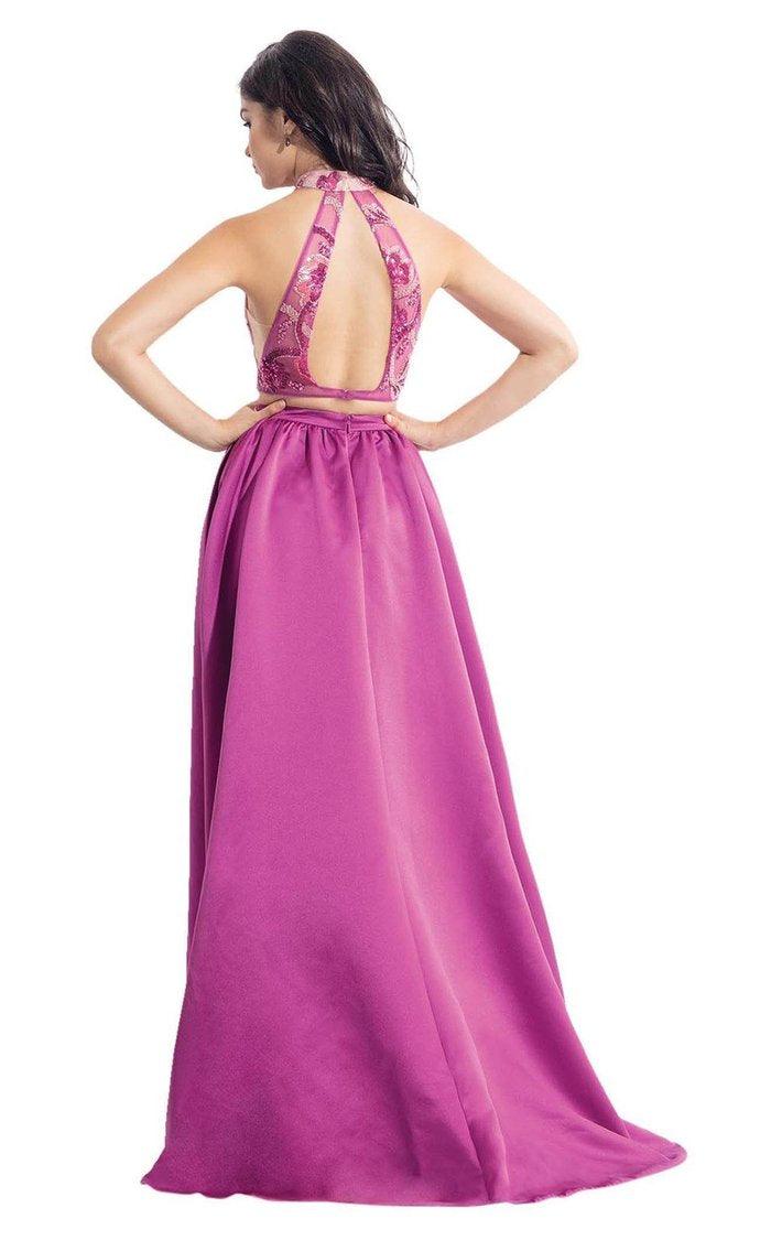 Rachel Allan Prom Long Two Piece Halter Dress 6014 - The Dress Outlet