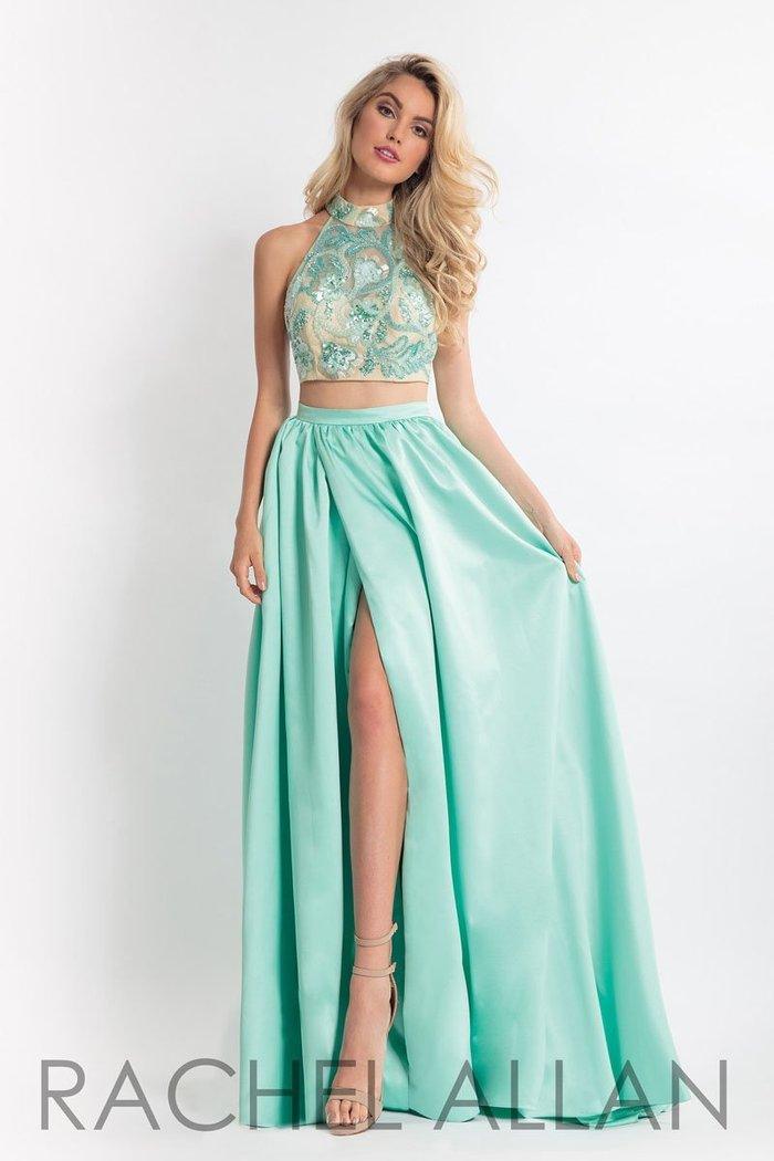 Rachel Allan Prom Long Two Piece Halter Dress 6014 - The Dress Outlet