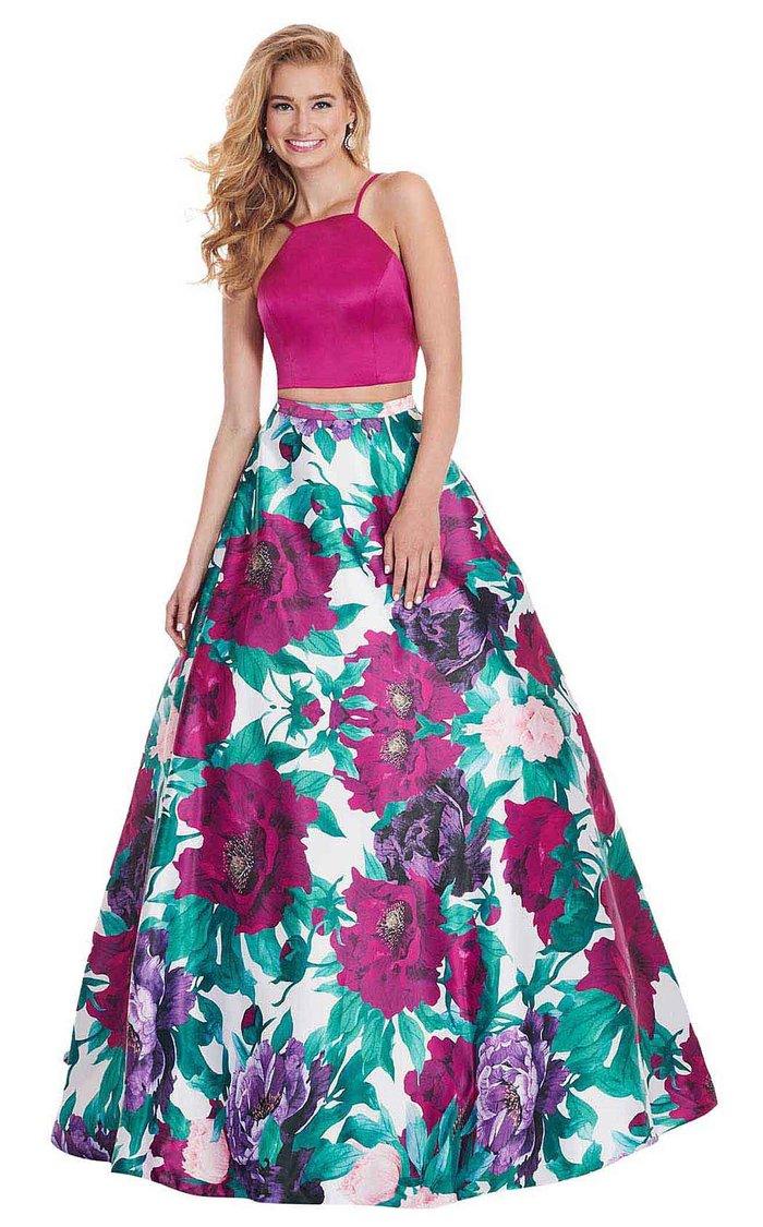 Rachel Allan Prom Long Two Piece Halter Dress 6438 - The Dress Outlet