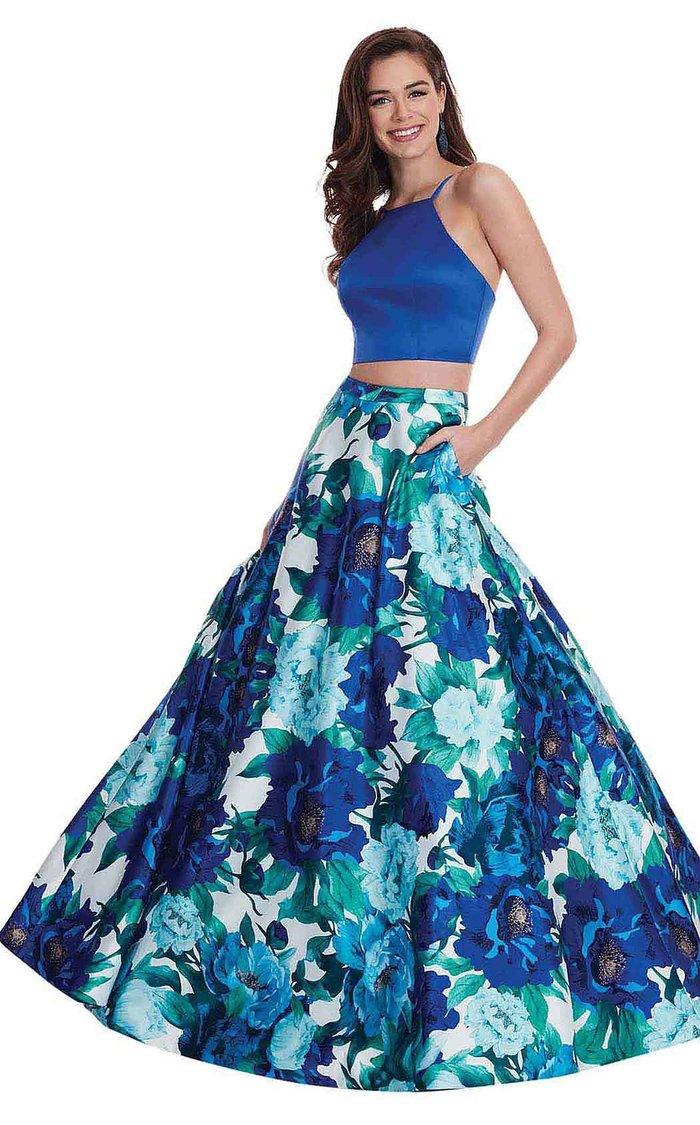 Rachel Allan Prom Long Two Piece Halter Dress 6438 - The Dress Outlet