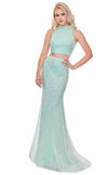 Rachel Allan Prom Long Two Piece Halter Dress 6450 - The Dress Outlet