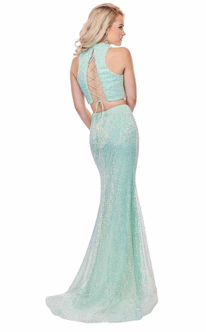 Rachel Allan Prom Long Two Piece Halter Dress 6450 - The Dress Outlet