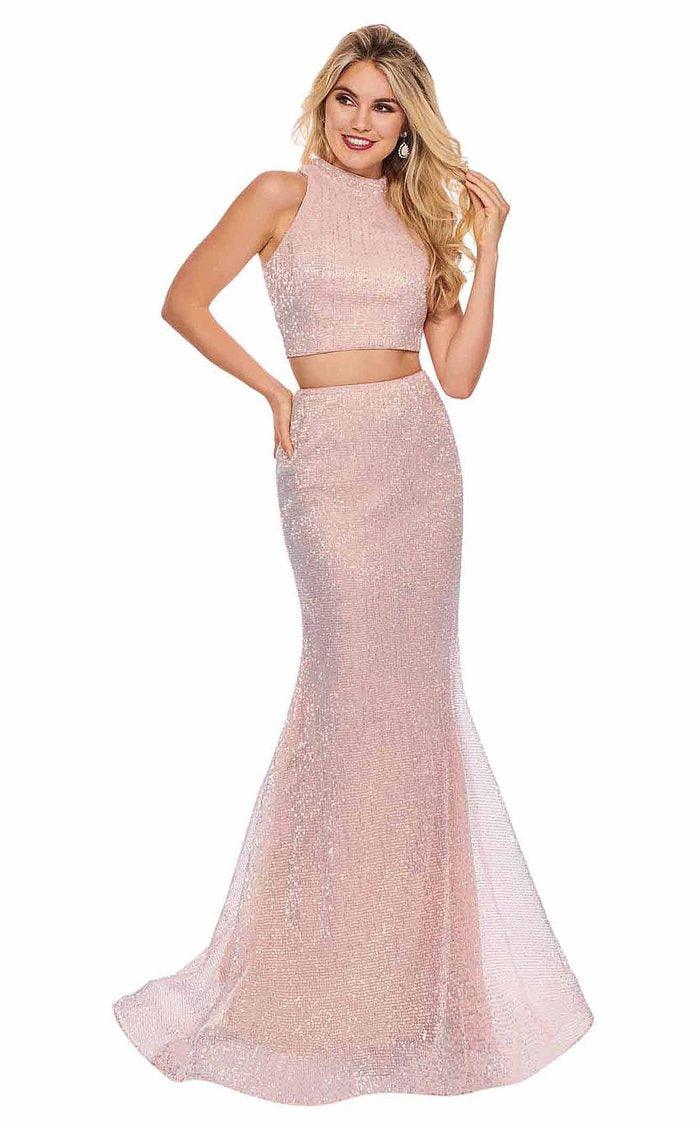 Rachel Allan Prom Long Two Piece Halter Dress 6450 - The Dress Outlet