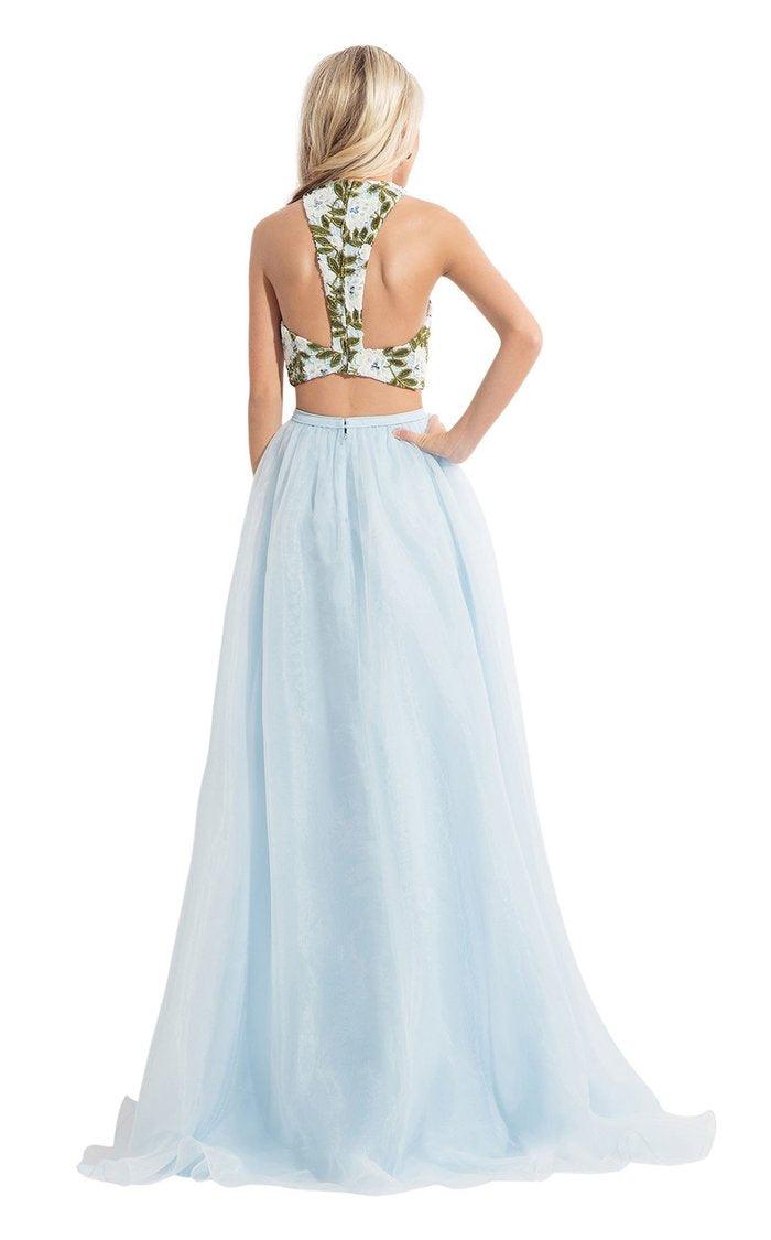 Rachel Allan Prom Long Two Piece Halter Gown 6151 - The Dress Outlet