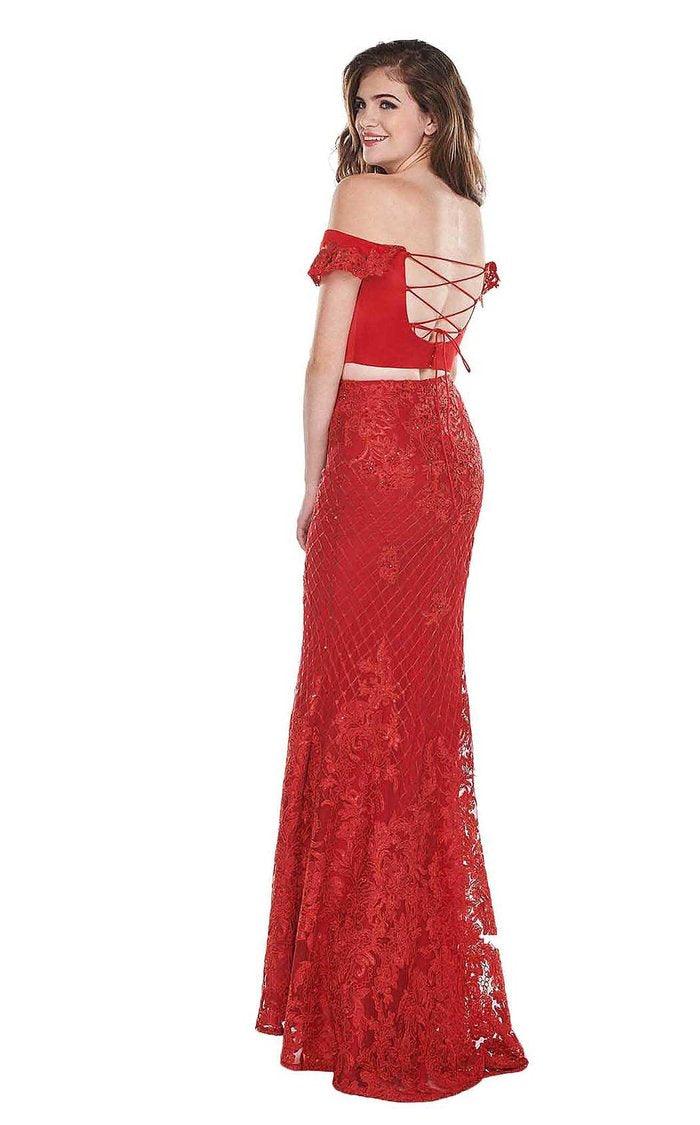 Rachel Allan Prom Off Shoulder Long Dress 6407 - The Dress Outlet