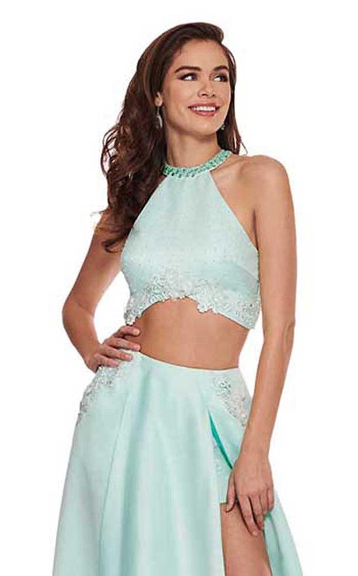 Rachel Allan Prom Two Piece Halter Long Dress 6533 - The Dress Outlet