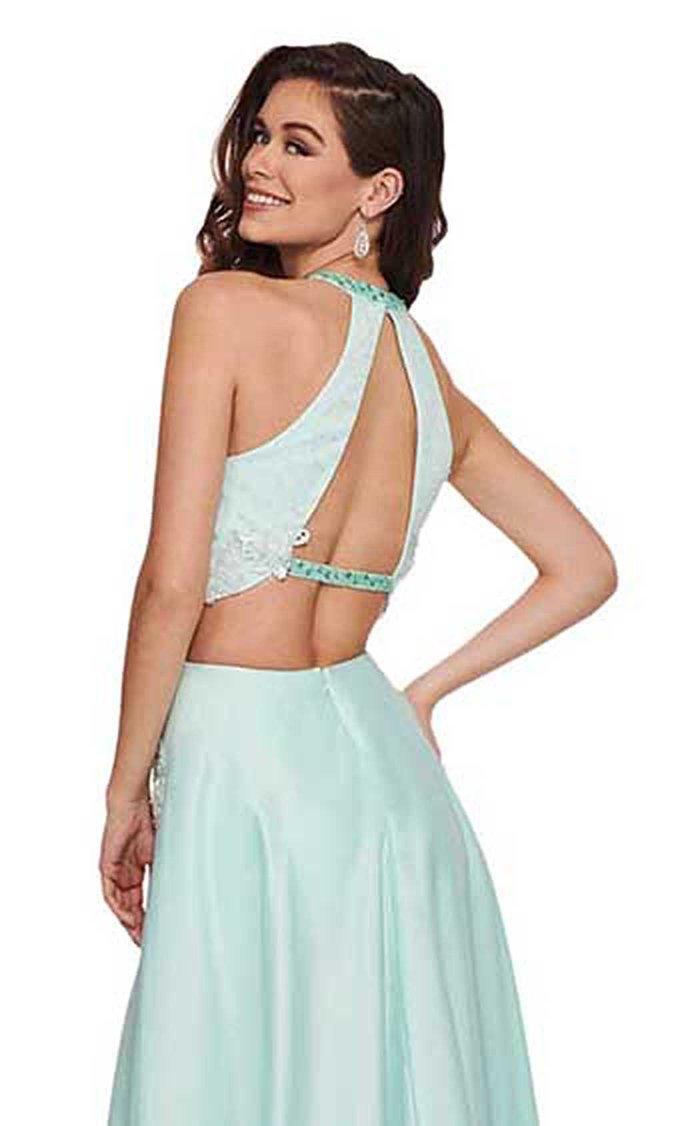 Rachel Allan Prom Two Piece Halter Long Dress 6533 - The Dress Outlet