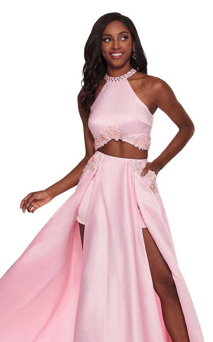 Rachel Allan Prom Two Piece Halter Long Dress 6533 - The Dress Outlet