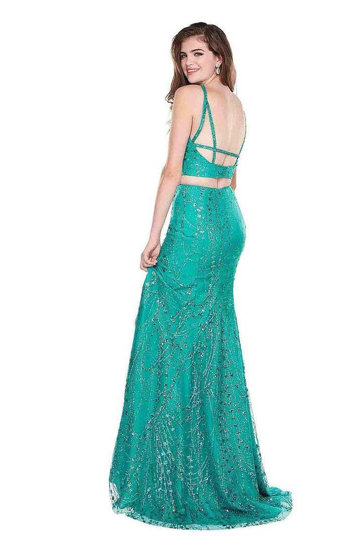 Rachel Allan Prom Two Piece Halter Long Dress 6541 - The Dress Outlet