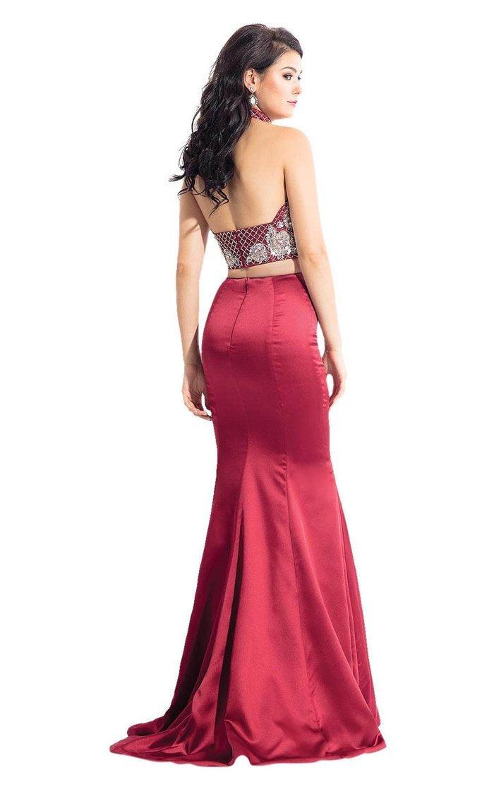 Rachel Allan Prom Two Piece Long Halter Dress 6030 - The Dress Outlet