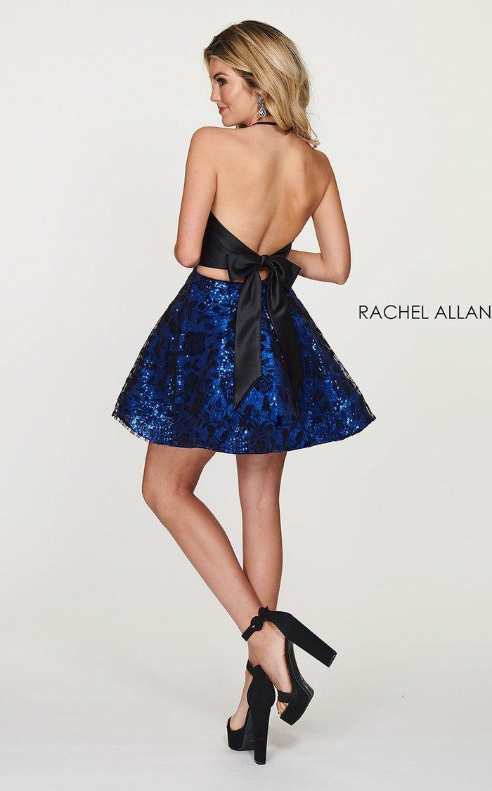 Rachel Allan Short Halter Homecoming Dress 4613 - The Dress Outlet