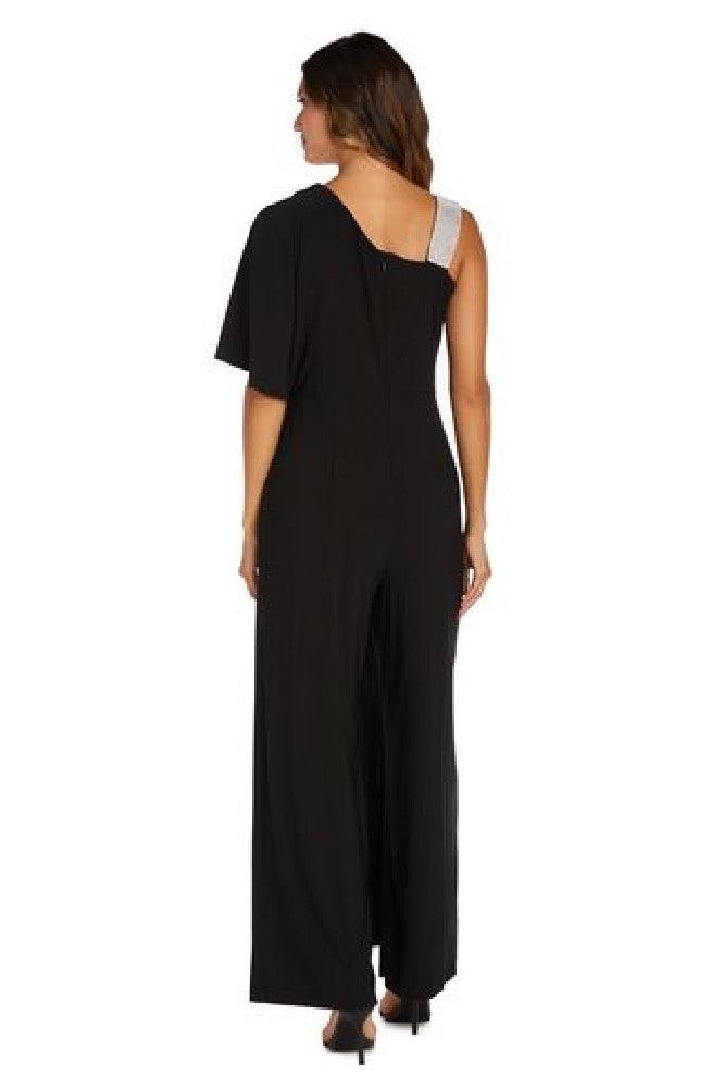 R&M Richards Asymmetric Jumpsuit with Overlay Sale - The Dress Outlet