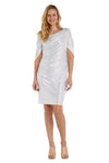 R&M Richards Draped Sleeve Short Dress White