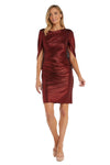 R&M Richards Draped Sleeve Short Dress Merlot