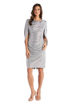 R&M Richards Draped Sleeve Short Dress Silver