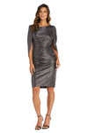 R&M Richards Draped Sleeve Short Dress Gunmetal