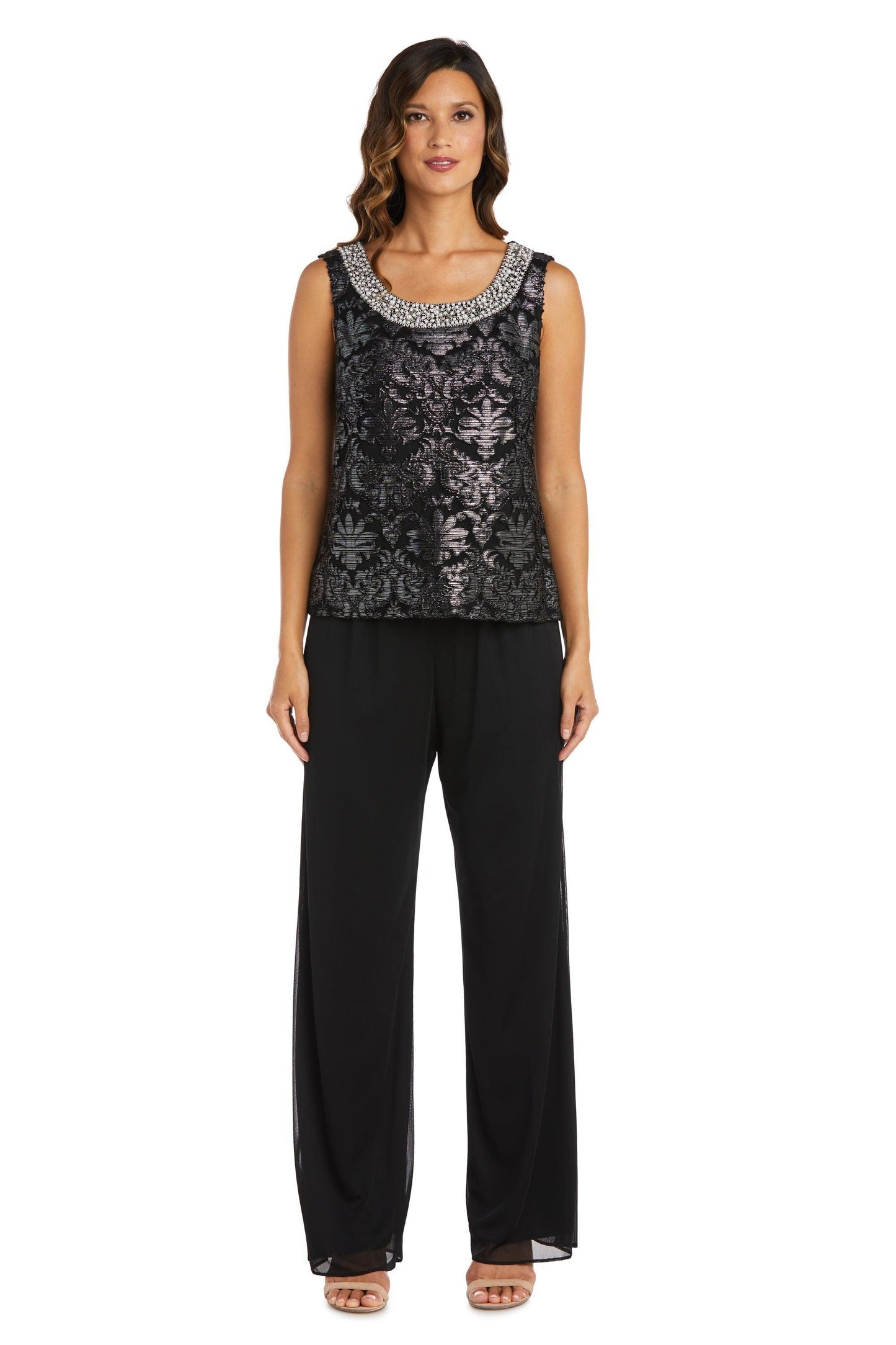 R&M Richards Formal Beaded Duster Pant Suit 7676 - The Dress Outlet