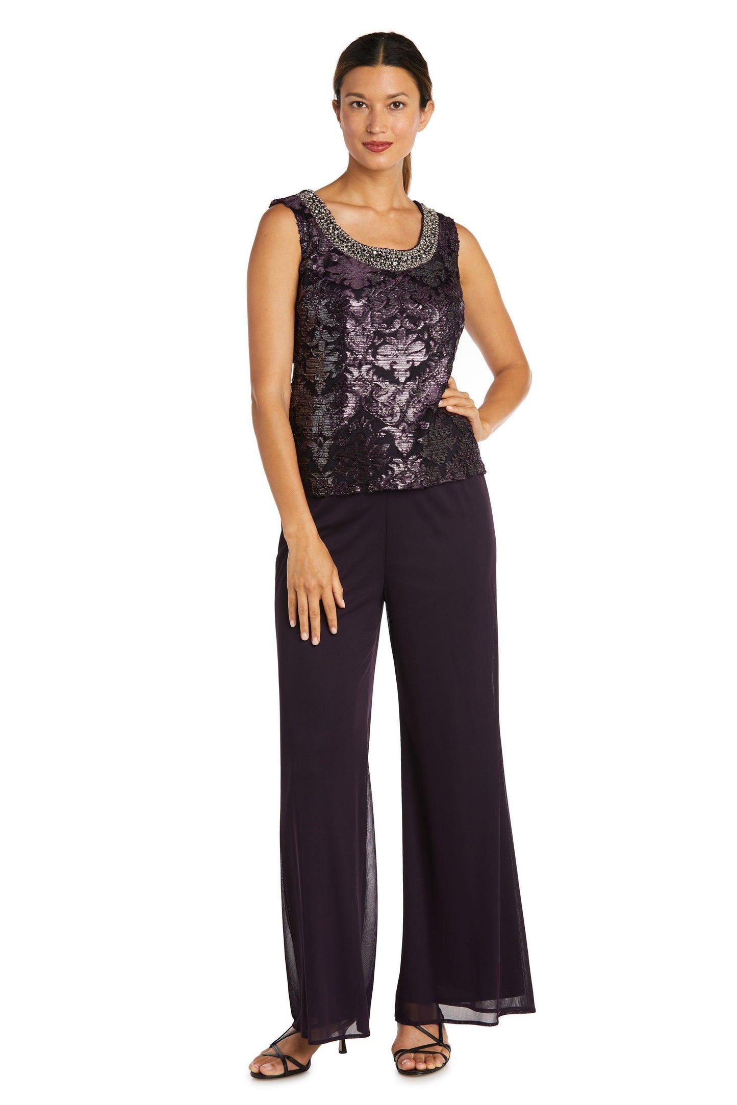 R&M Richards Formal Beaded Duster Pant Suit 7676 - The Dress Outlet