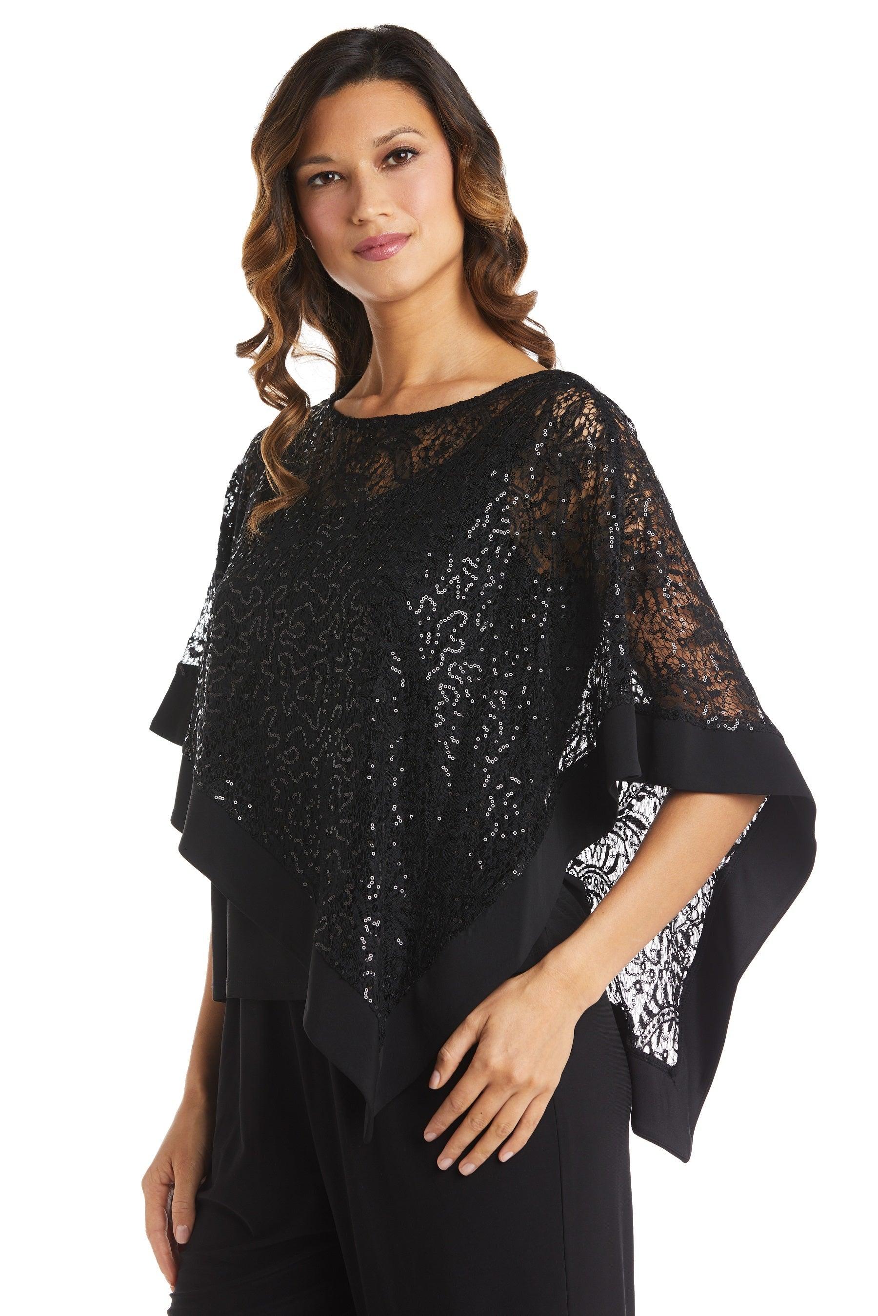 R&M Richards 2117 Formal Lace Poncho Top | The Dress Outlet