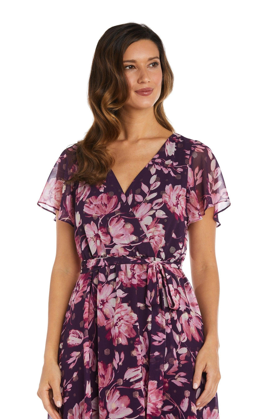 R&M Richards High Low Floral Chiffon Dress 9500 - The Dress Outlet