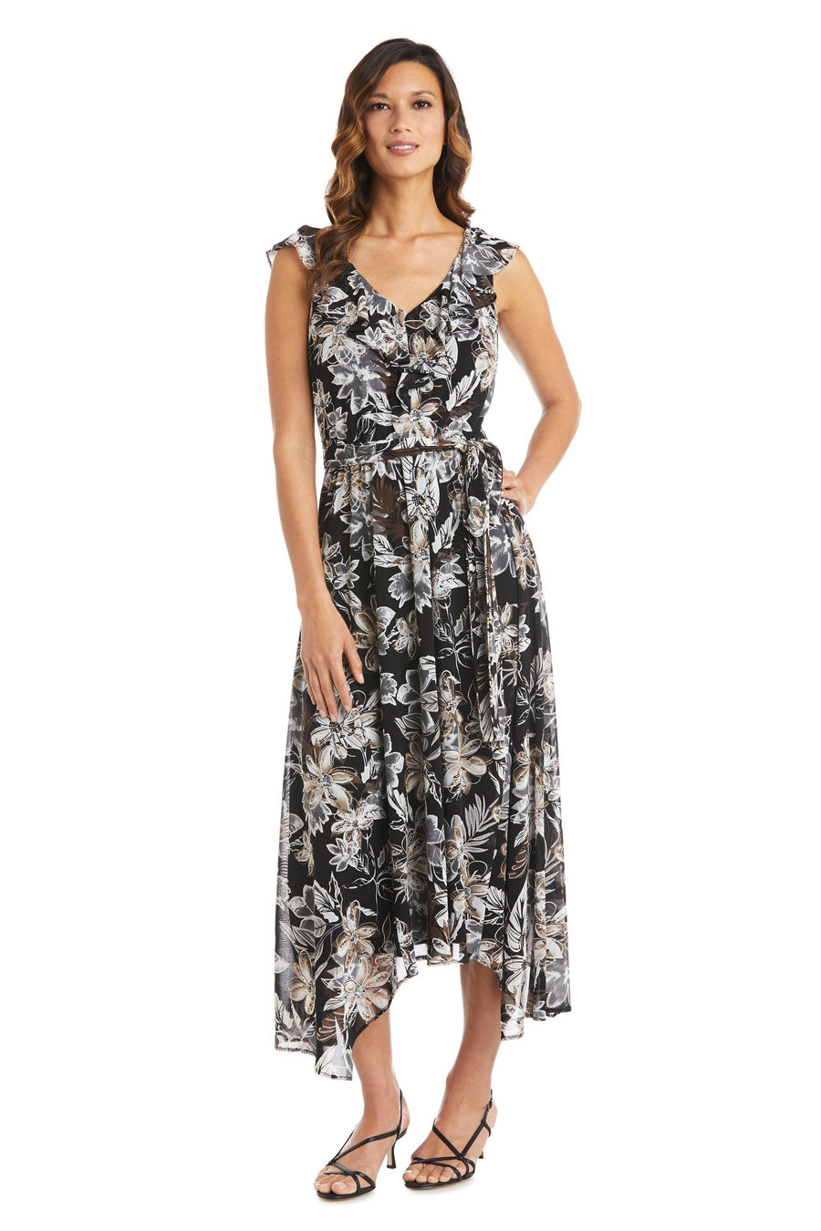 R&M Richards High Low Ruffle Dress 7664 - The Dress Outlet