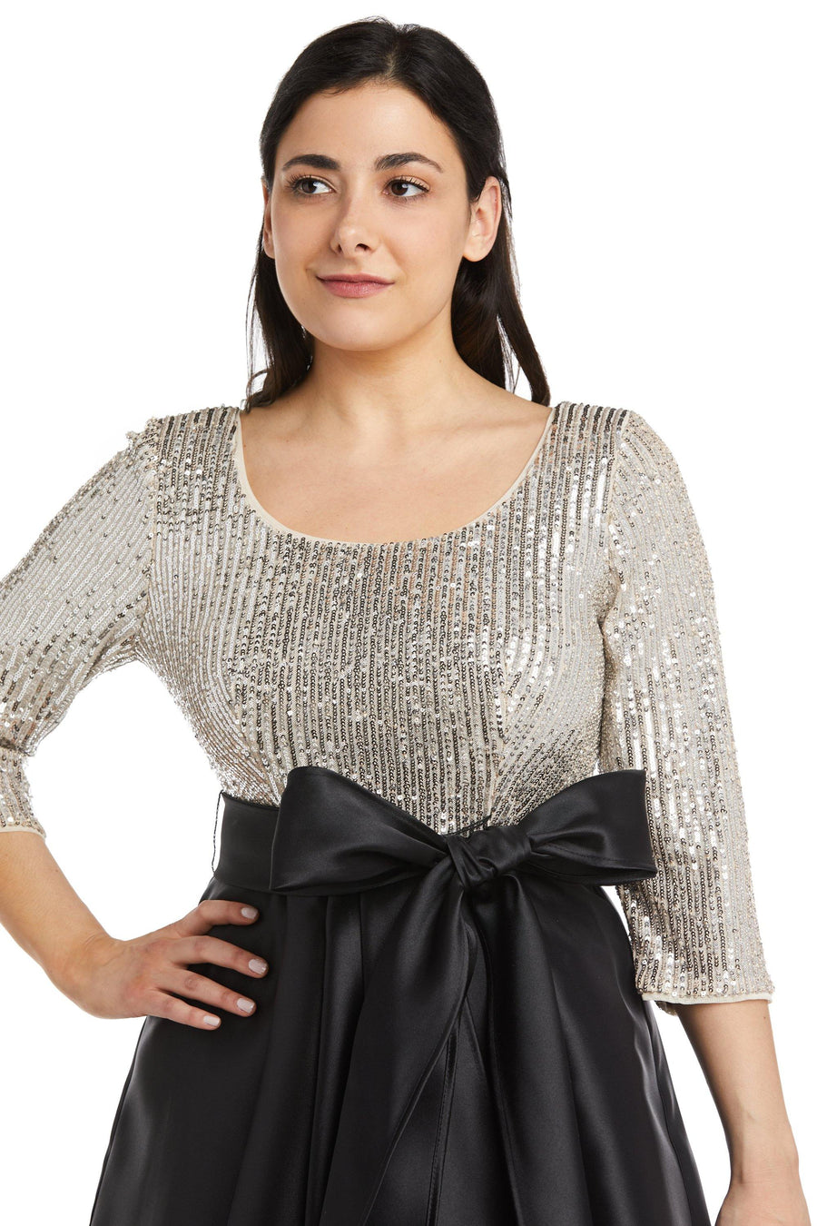 R&M Richards High Low Sequins Petite Dress 7411P - The Dress Outlet