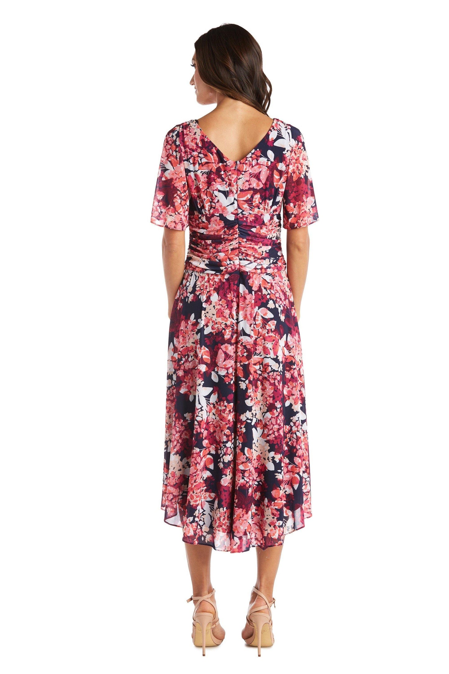 R&M Richards High Low Short Sleeve Print Dress 7316 - The Dress Outlet