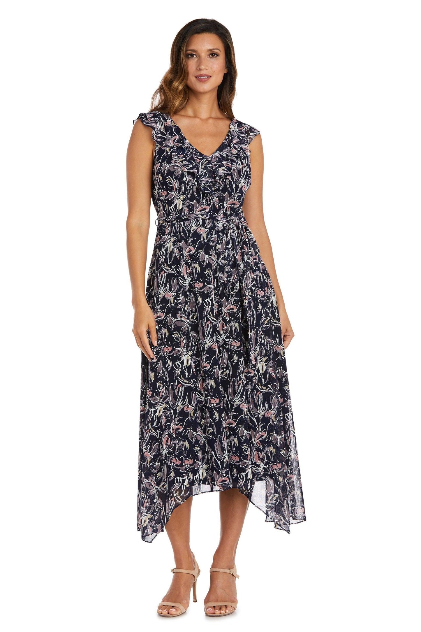 R&M Richards High Low Sleeveless Floral Dress 9314 - The Dress Outlet