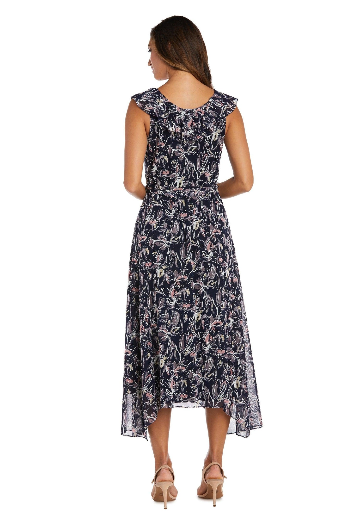 R&M Richards High Low Sleeveless Floral Dress 9314 - The Dress Outlet