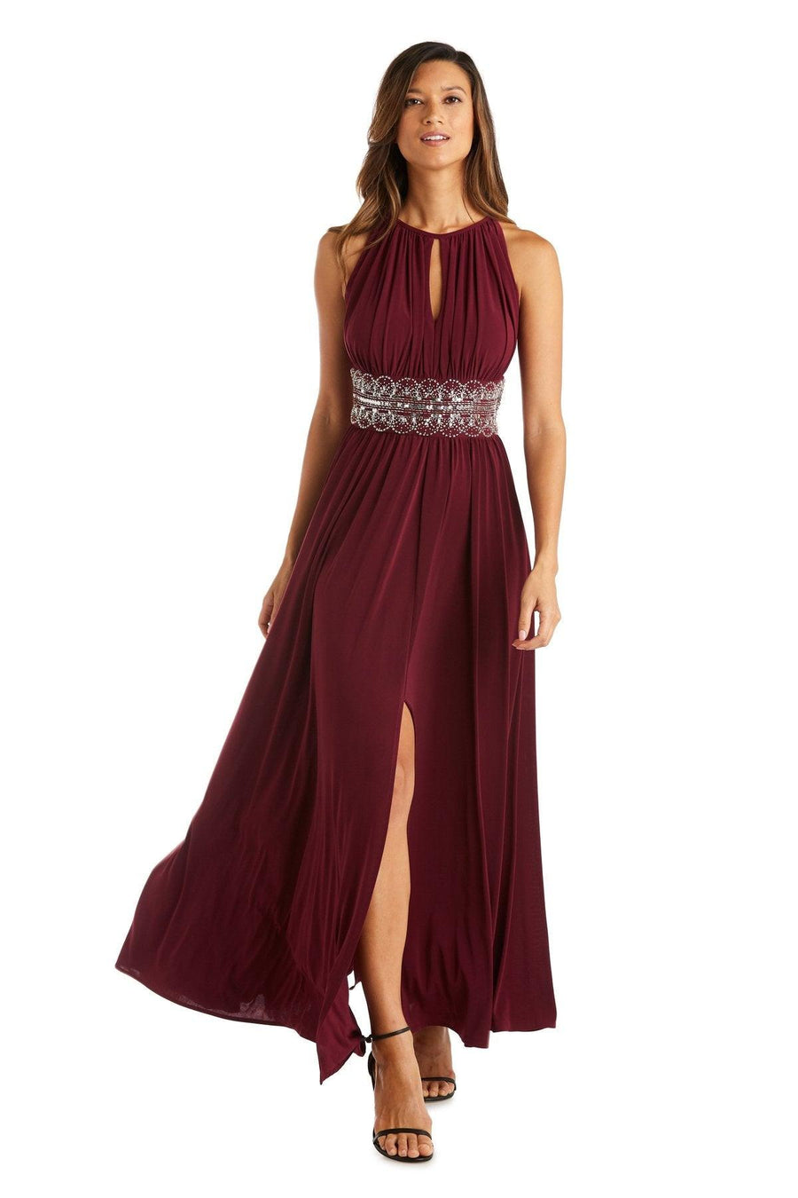 R&M Richards Long Formal Beaded Petite Dress 1328P - The Dress Outlet