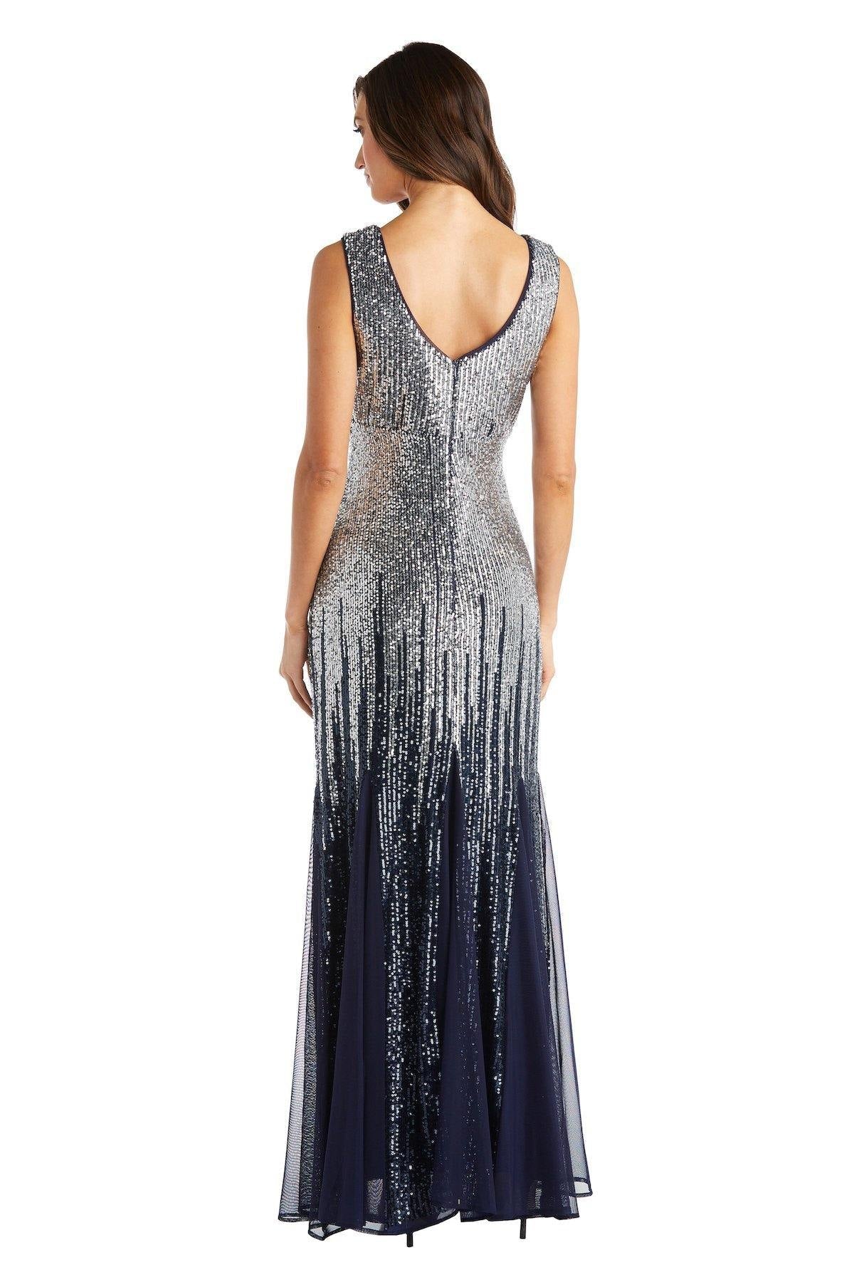 R&M Richards Long Formal Beaded Petite Dress 7156P - The Dress Outlet