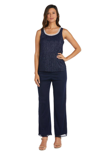 R&M Richards Beaded Pant Suit Size 14 in Blue(As Is Item) - Bed