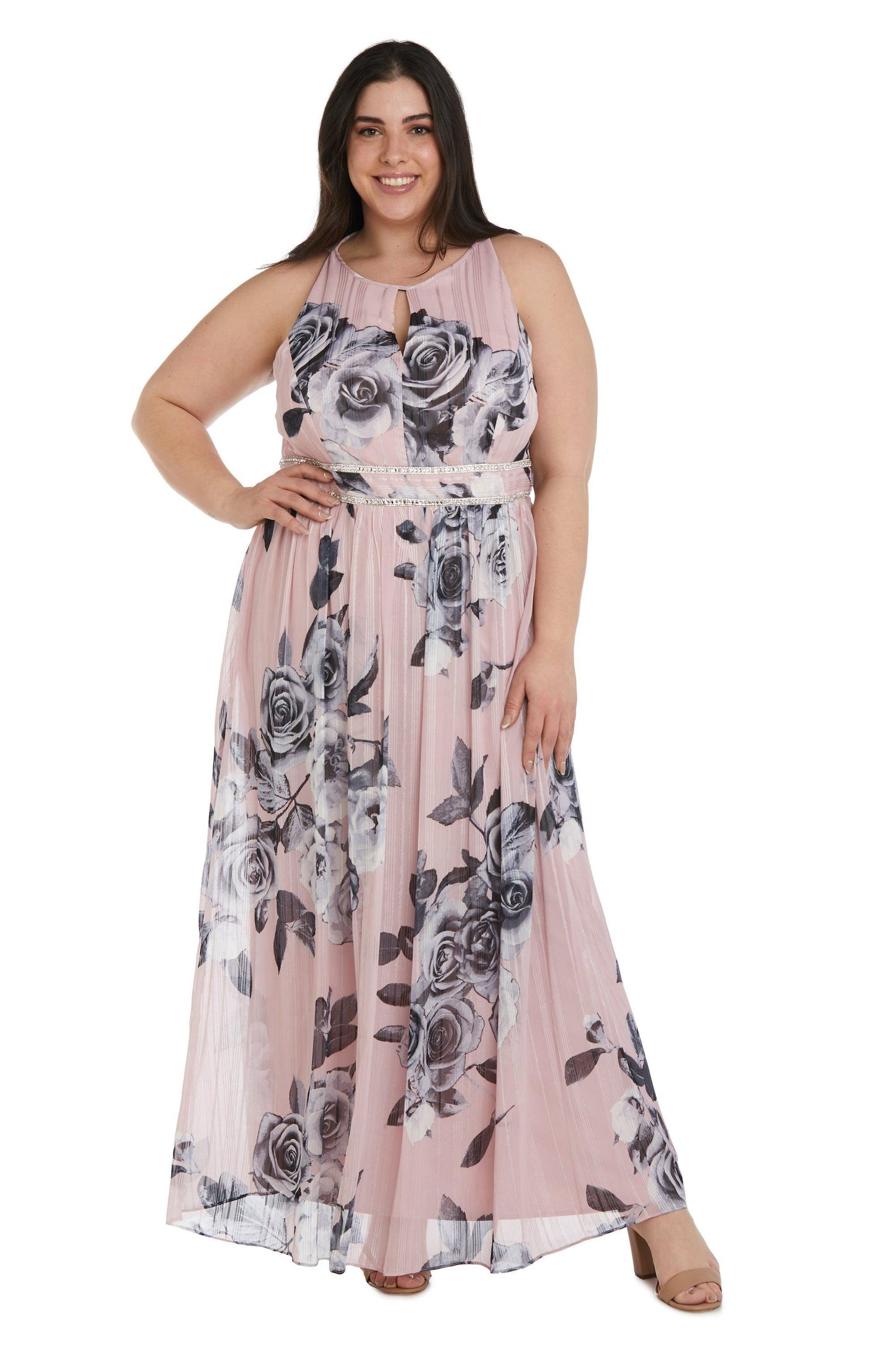 R&M Richards Long Formal Chiffon Print Dress Sale - The Dress Outlet