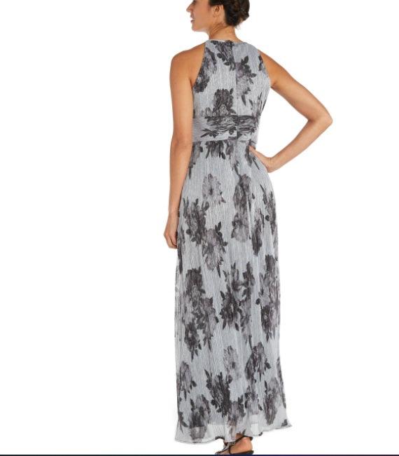 R&M Richards Long Formal Floral Halter Dress Sale - The Dress Outlet