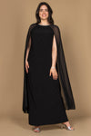 R&M Richards Long Formal Petite Cape Dress 2662P - The Dress Outlet