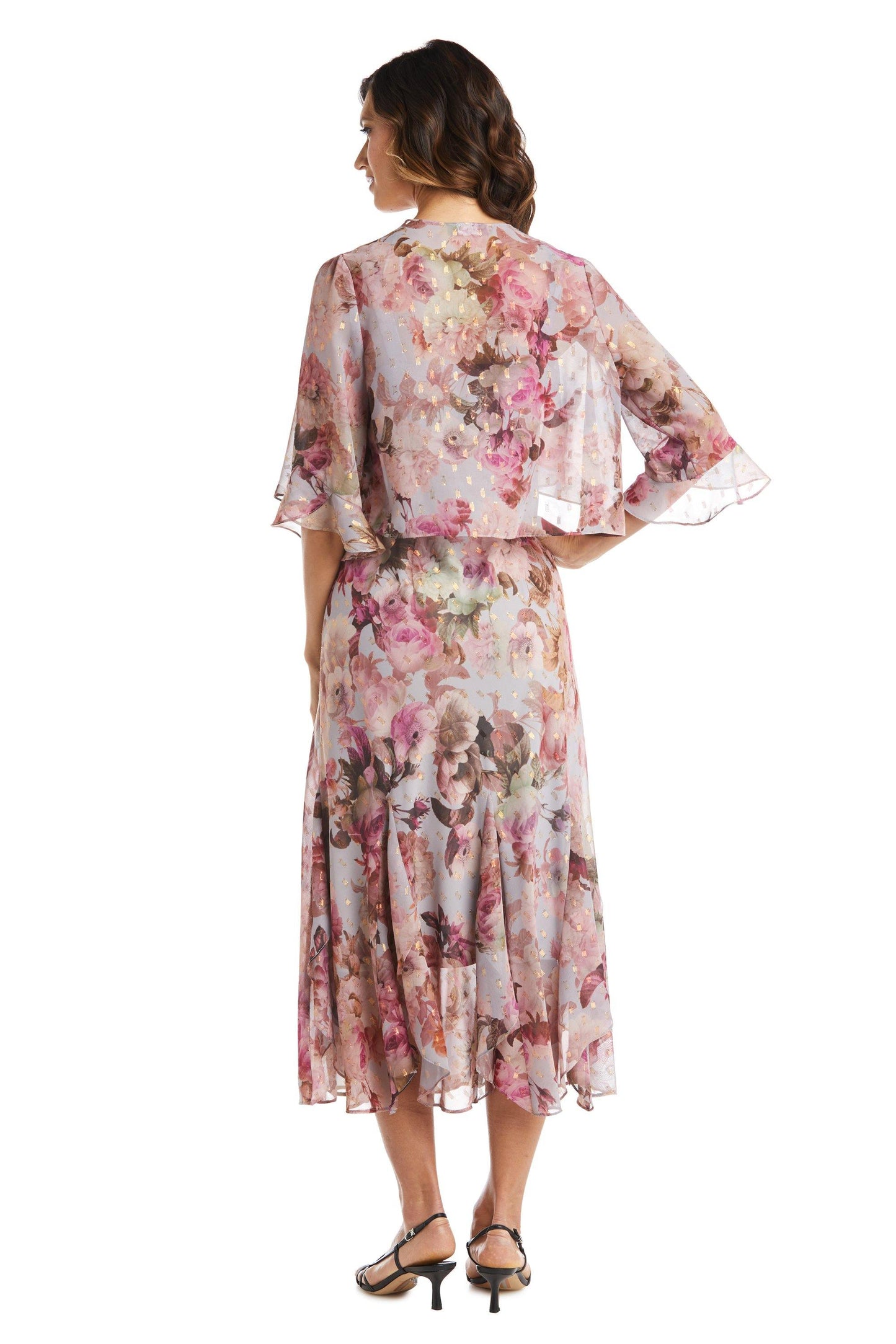 R&M Richards Long Petite Floral Chiffon Dress 7925P - The Dress Outlet