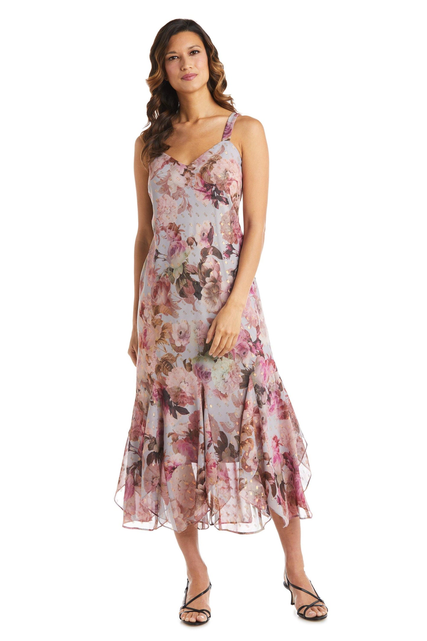 R&M Richards Long Petite Floral Chiffon Dress 7925P - The Dress Outlet