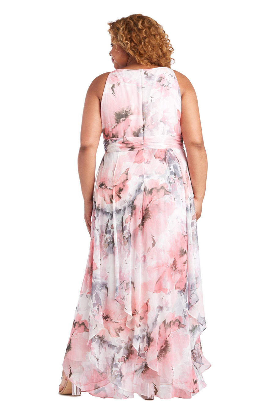 R&M Richards Long Plus Size Chiffon Dress 7088W - The Dress Outlet