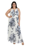 R&M Richards Long Plus Size Halter Print Gown 7045W - The Dress Outlet