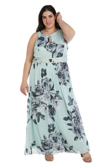 Pink/Black R&M Richards 7045W Long Plus Size Halter Print Gown for $80. ...