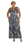 R&M Richards Long Plus Size Metallic Dress 7178W - The Dress Outlet