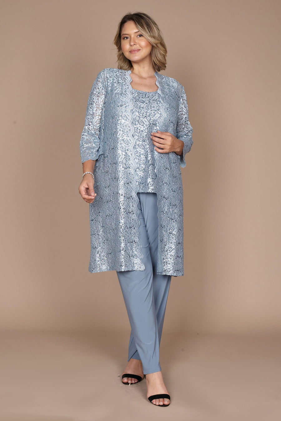 Pant Suit Metallic Lace Petite Pant Suit Slate