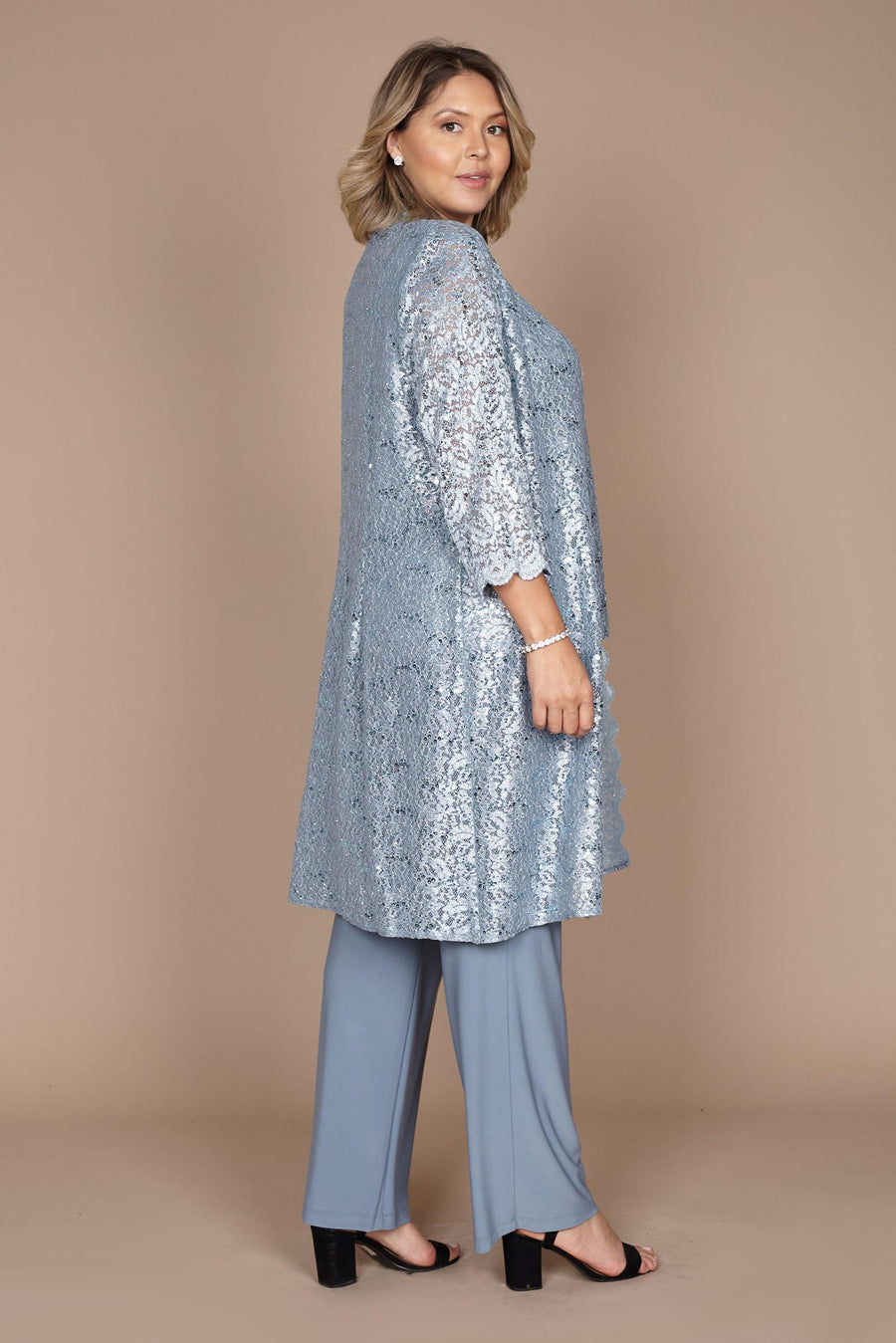 Pant Suit Metallic Lace Petite Pant Suit Slate