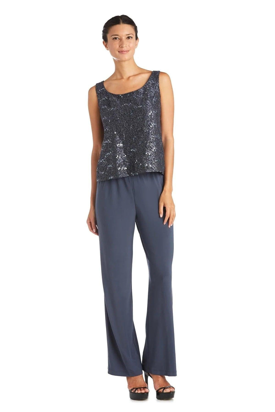 Pant Suit Metallic Lace Petite Pant Suit Coal