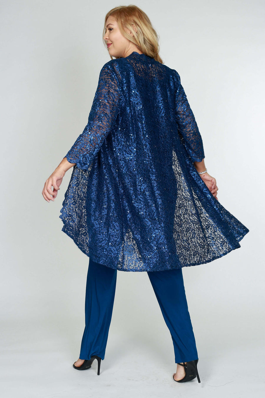 Pant Suit Metallic Lace Petite Pant Suit Peacock