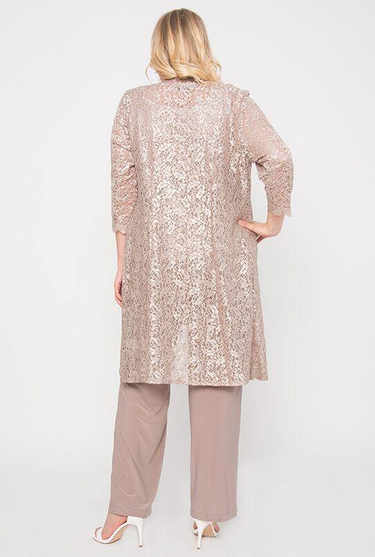 Pant Suit Metallic Lace Petite Pant Suit Champagne