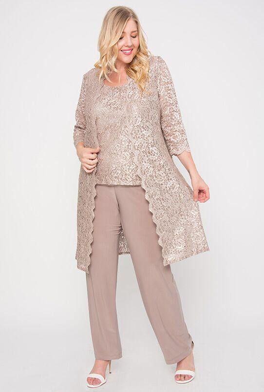 Pant Suit Metallic Lace Petite Pant Suit Champagne